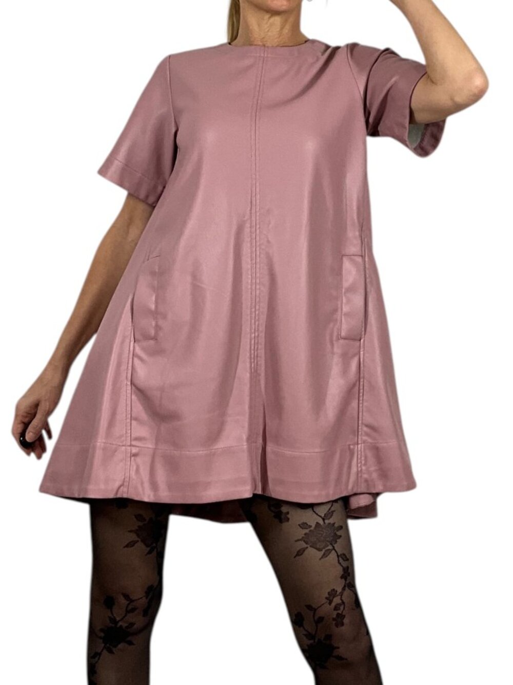 Anthropologie Maeve The Emmy Faux Leather Mini Dress 2XS XXS Pink - Picture 2 of 16